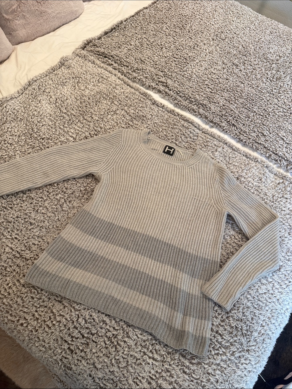 H by Bordeaux  cream ribbed knit sweater